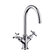 AXOR Montreux 2-Griff Waschtischarmatur 210 mit Kreuzgriffen und Zugstangen-Ablaufgarnitur Chrom, 16502000