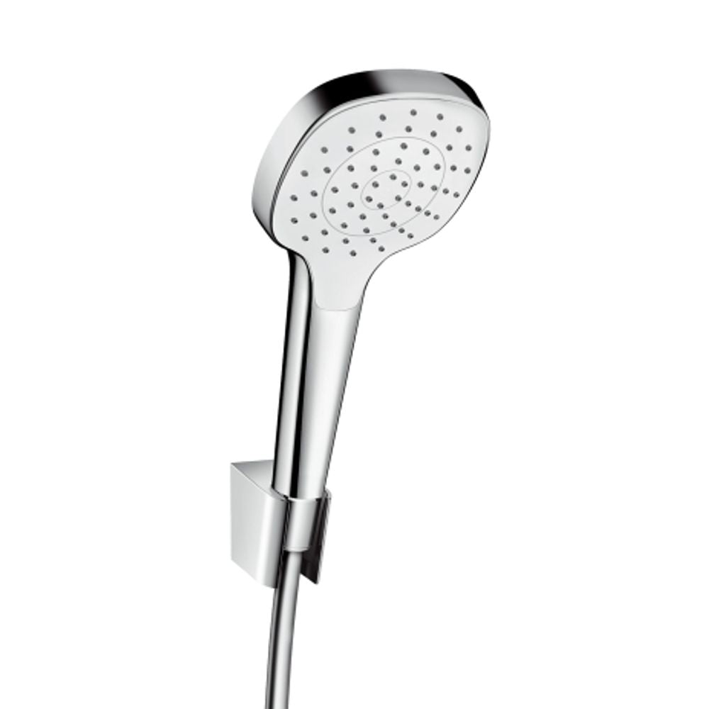 hansgrohe Croma Select E Brausehalterset 110 1jet mit Brauseschlauch 125 cm Weiß/Chrom, 26424400
