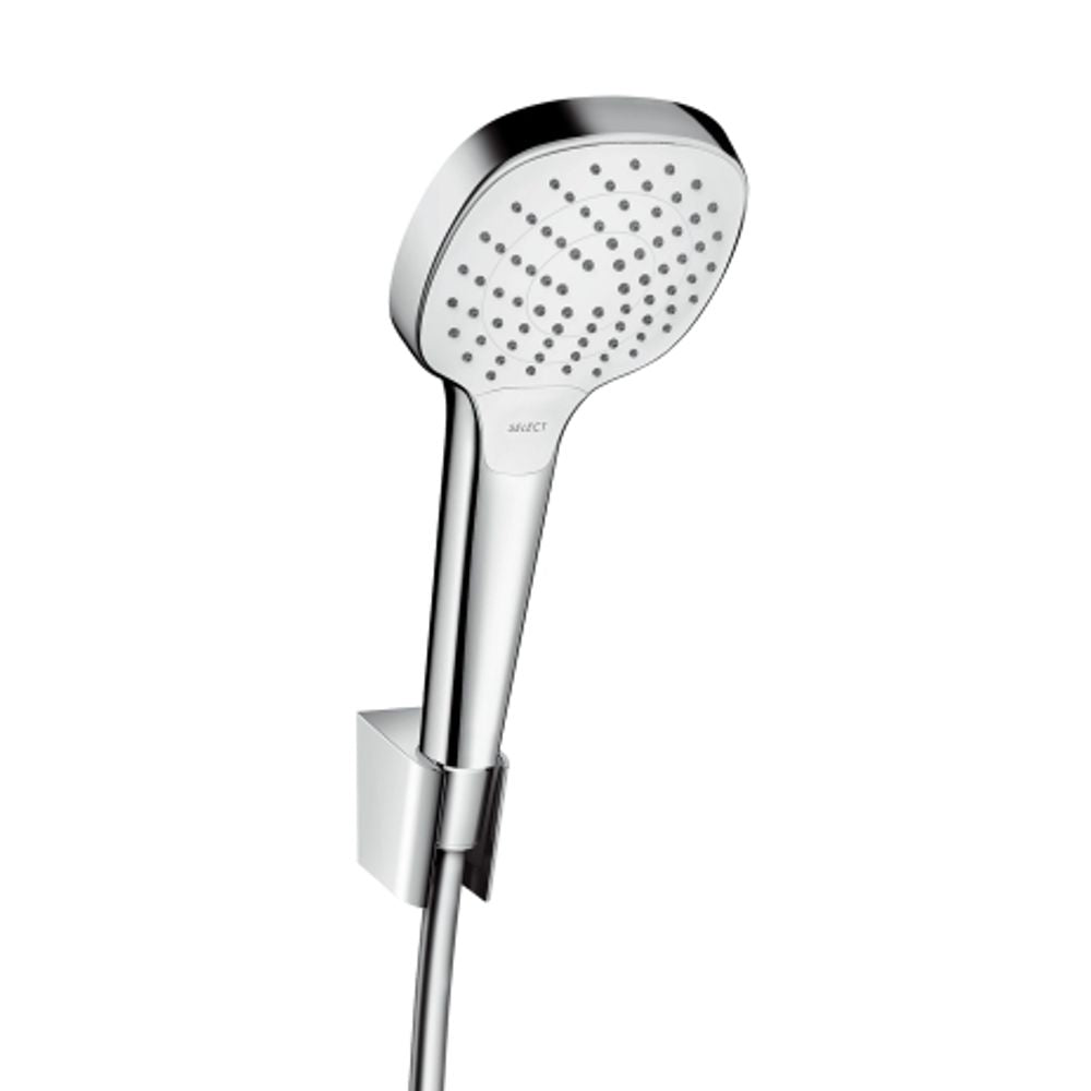 hansgrohe Croma Select E Brausehalterset 110 Vario mit Brauseschlauch 125 cm Weiß/Chrom, 26425400