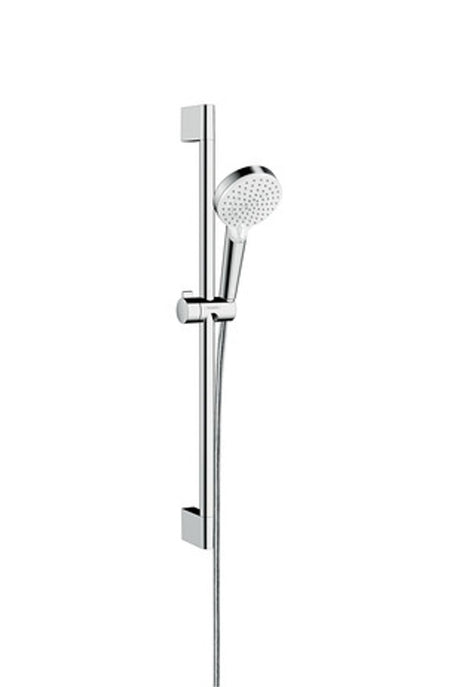 hansgrohe Crometta Brauseset 100 Vario EcoSmart 9 l/min mit Brausestange 65 cm Weiß/Chrom, 26534400