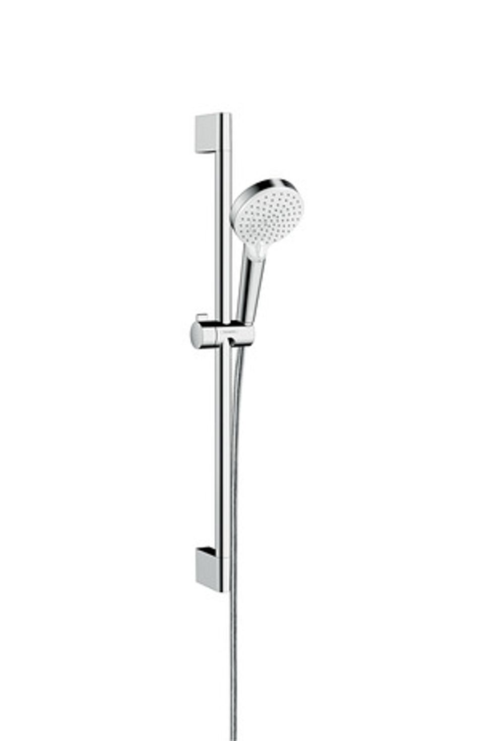 hansgrohe Crometta Brauseset 100 Vario Green 6 l/min mit Brausestange 65 cm Weiß/Chrom, 26555400