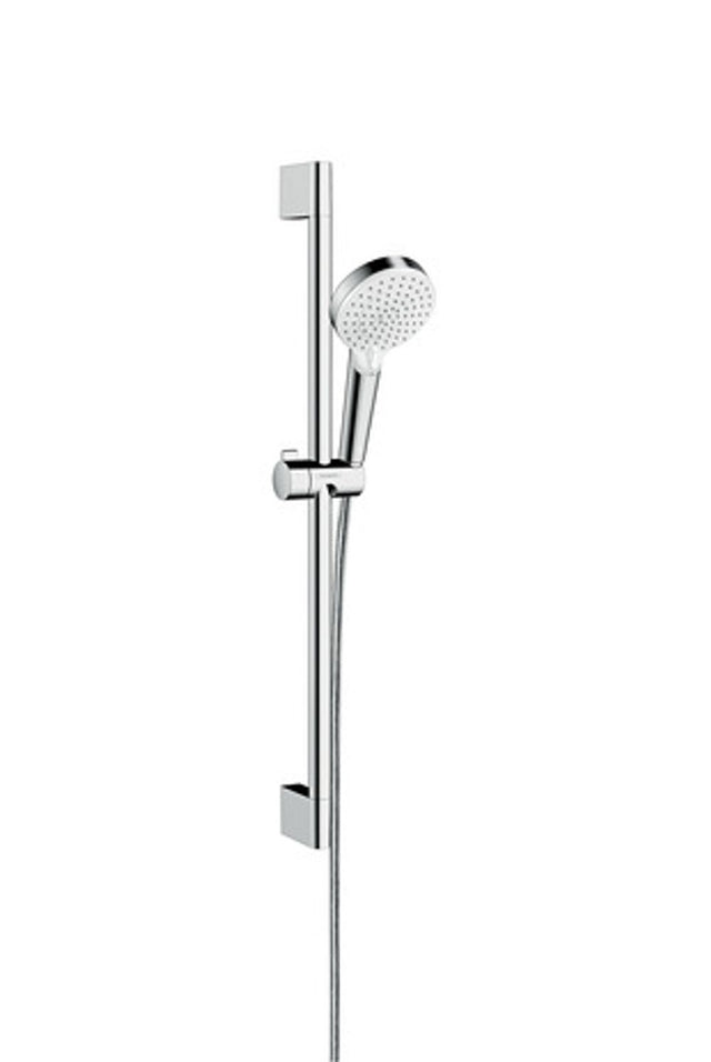 hansgrohe Crometta Brauseset 100 Vario Green 6 l/min mit Brausestange 65 cm Weiß/Chrom, 26555400