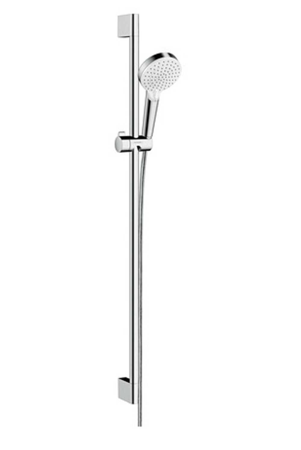 hansgrohe Crometta Brauseset 100 Vario EcoSmart 9 l/min mit Brausestange 90 cm Weiß/Chrom, 26538400
