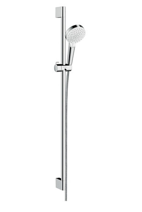 hansgrohe Crometta Brauseset 100 Vario EcoSmart 9 l/min mit Brausestange 90 cm Weiß/Chrom, 26538400