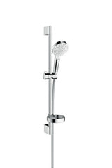 hansgrohe Crometta Brauseset 100 Vario mit Brausestange 65 cm und Seifenschale Weiß/Chrom, 26553400