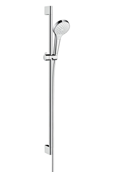 hansgrohe Croma Select S Brauseset 110 Vario EcoSmart 9 l/min mit Brausestange 90 cm Weiß/Chrom, 26573400