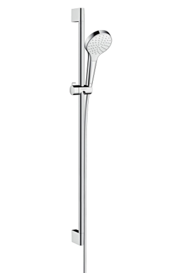 hansgrohe Croma Select S Brauseset 110 1jet EcoSmart 9 l/min mit Brausestange 90 cm Weiß/Chrom, 26575400