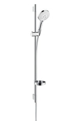 hansgrohe Raindance Select S Brauseset 120 3jet mit Brausestange 90 cm und Seifenschale Weiß/Chrom, 26631400
