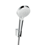 hansgrohe Crometta Brausehalterset 100 Vario EcoSmart 9 l/min mit Brauseschlauch 160 cm Weiß/Chrom, 26694400