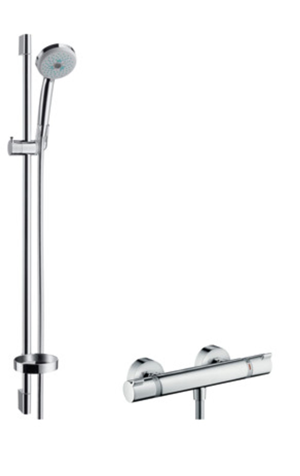hansgrohe Croma 100 Brausesystem Aufputz Multi mit Ecostat Comfort Thermostat und Brausestange 90 cm Chrom, 27085000
