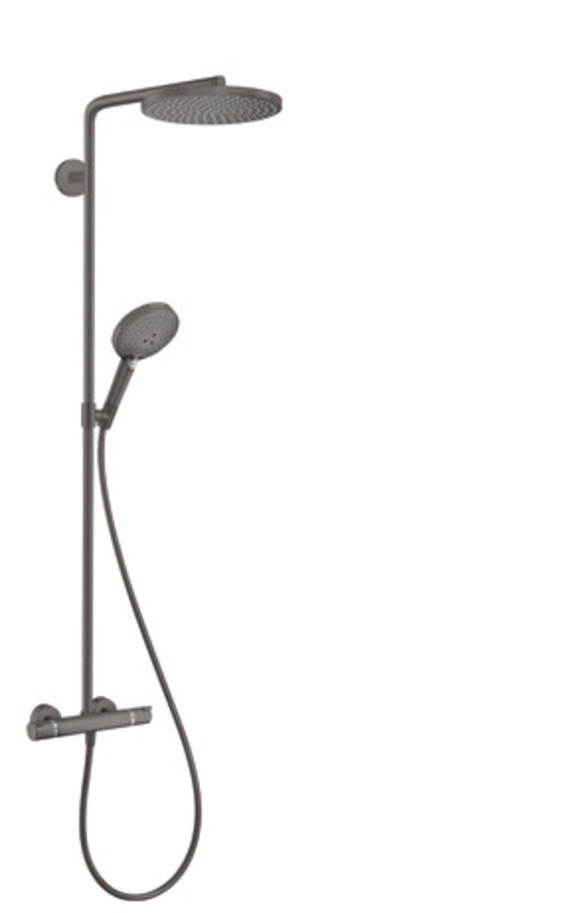 hansgrohe Raindance Select S Showerpipe 240 1jet PowderRain mit Thermostat Brushed Black Chrome, 27633340