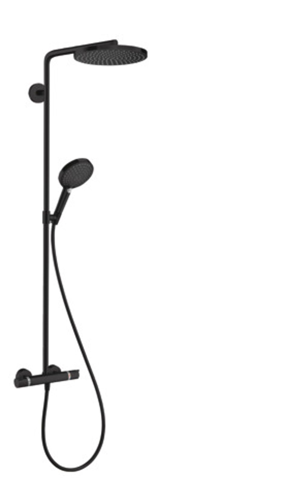 hansgrohe Raindance Select S Showerpipe 240 1jet PowderRain mit Thermostat Mattschwarz, 27633670