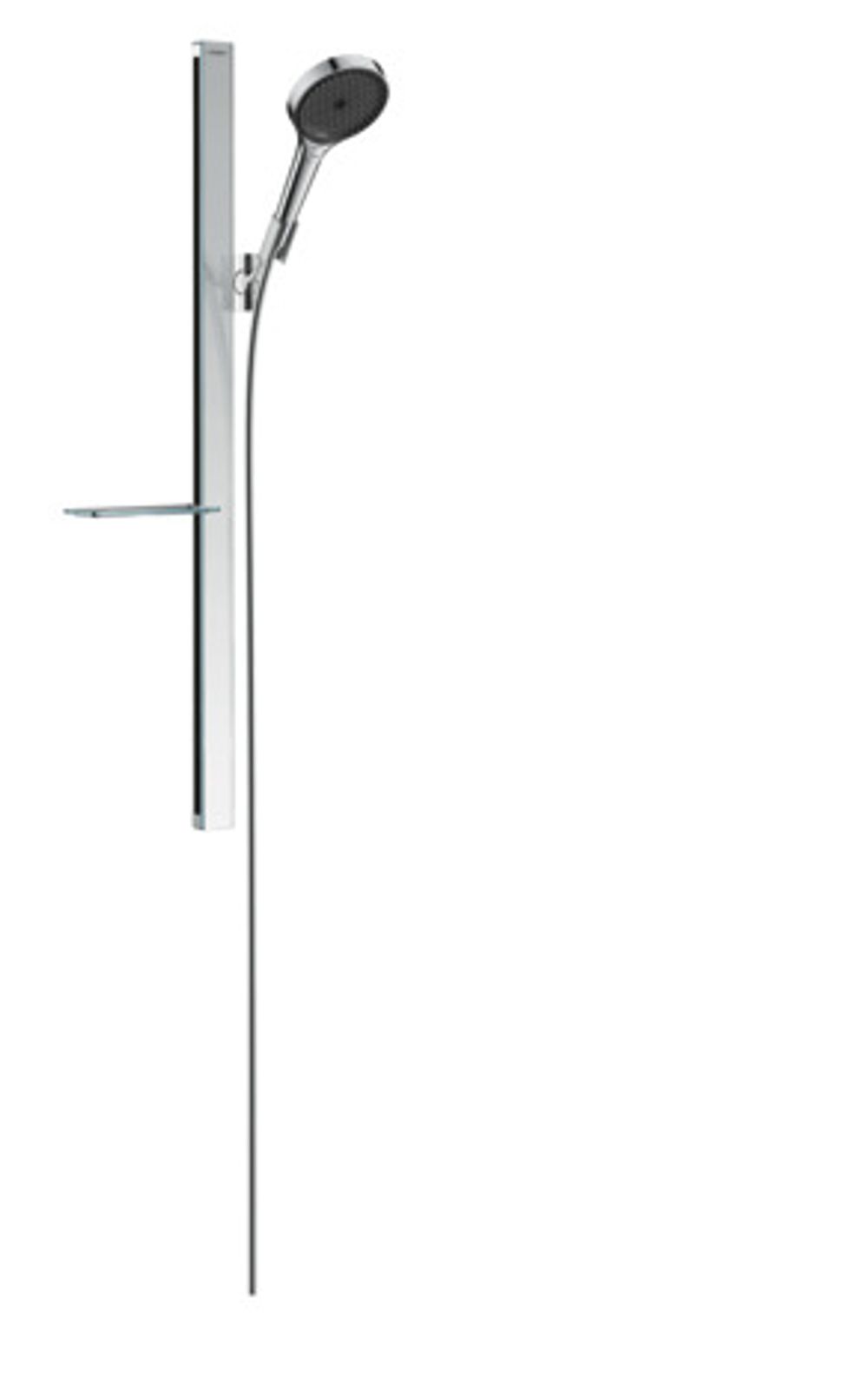 hansgrohe Rainfinity Brauseset 130 3jet mit Brausestange 90 cm und Ablage Chrom, 27671000