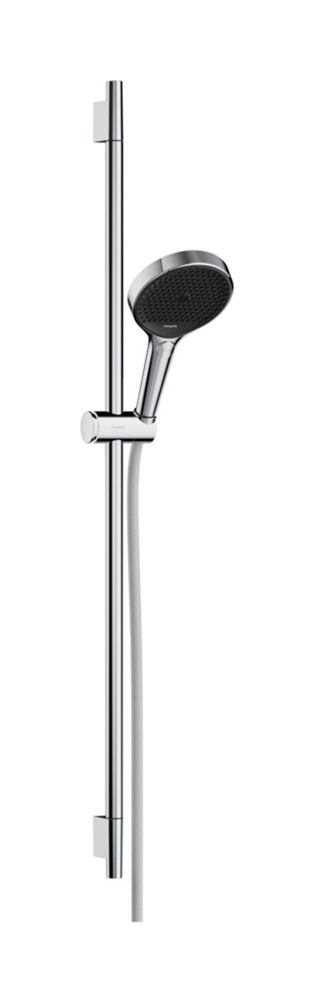 hansgrohe Rainfinity Brauseset 130 3jet mit Brausestange S Puro 90 cm, Push-Handbrausehalterung und Designflex Textilbrauseschlauch 160 cm Chrom, 28743000