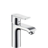 hansgrohe Metris Einhebel-Waschtischmischer 110 für Niederdruck/offene Warmwasserbereiter mit Zugstangen-Ablaufgarnitur Chrom, 31074000