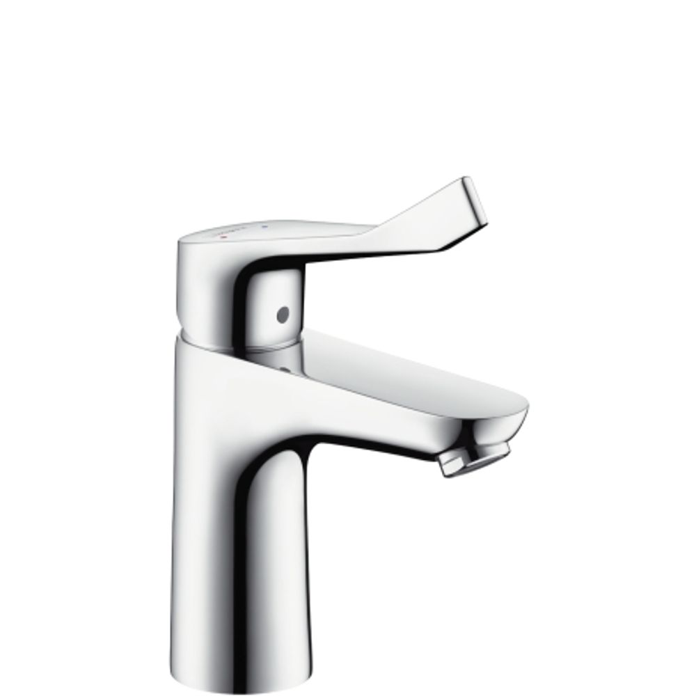 hansgrohe Focus Einhebel-Waschtischmischer 100 mit extra langem Comfortgriff 12,1 cm und Zugstangen-Ablaufgarnitur Chrom, 31911000