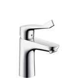 hansgrohe Focus Einhebel-Waschtischmischer 100 mit extra langem Comfortgriff 12,1 cm und Zugstangen-Ablaufgarnitur Chrom, 31911000