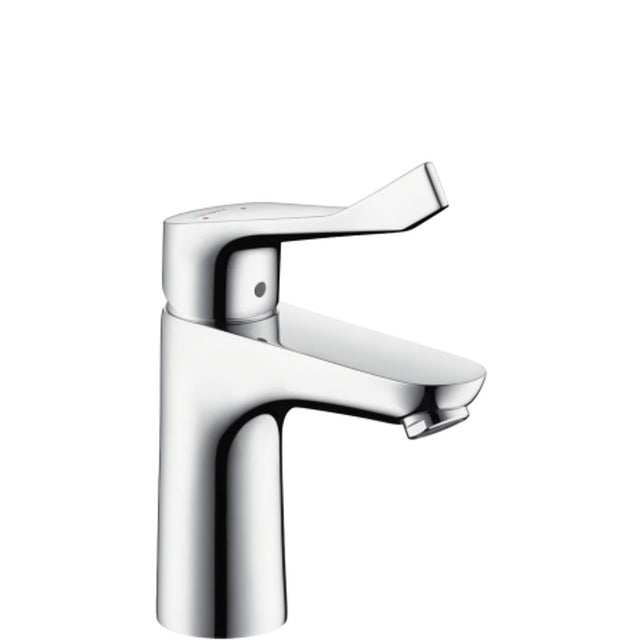 hansgrohe Focus Einhebel-Waschtischmischer 100 mit extra langem Comfortgriff 12,1 cm und Zugstangen-Ablaufgarnitur Chrom, 31911000