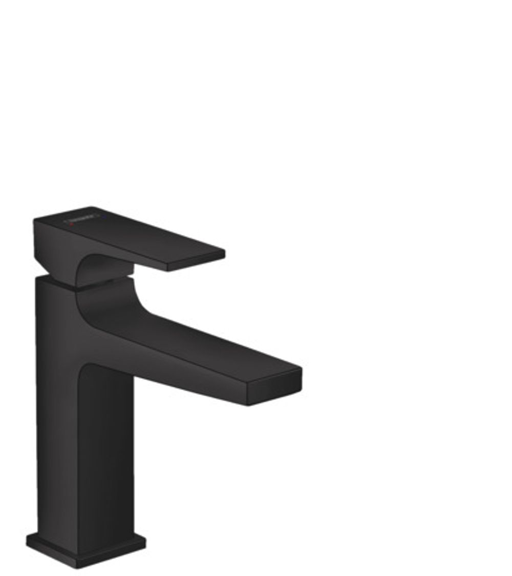 hansgrohe Metropol Einhebel-Waschtischmischer 110 mit Hebelgriff und Push-Open Ablaufgarnitur Mattschwarz, 32507670
