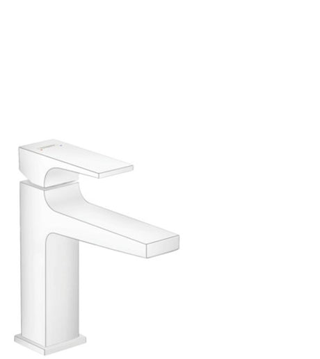 hansgrohe Metropol Einhebel-Waschtischmischer 110 mit Hebelgriff und Push-Open Ablaufgarnitur Mattweiß, 32507700