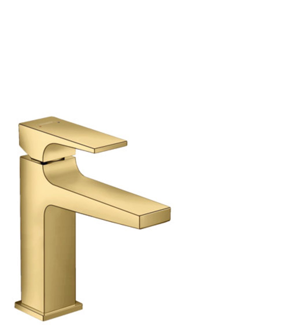 hansgrohe Metropol Einhebel-Waschtischmischer 110 mit Hebelgriff und Push-Open Ablaufgarnitur Polished Gold Optic, 32507990
