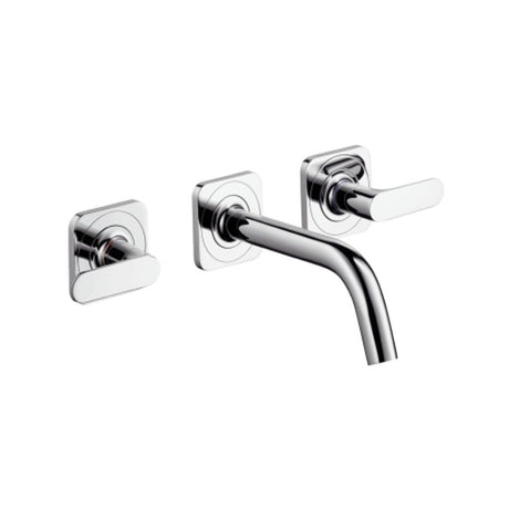 AXOR Citterio M 3-Loch Waschtischarmatur Unterputz für Wandmontage mit Auslauf 166 mm, Hebelgriffen und Rosetten Chrom, 34313000