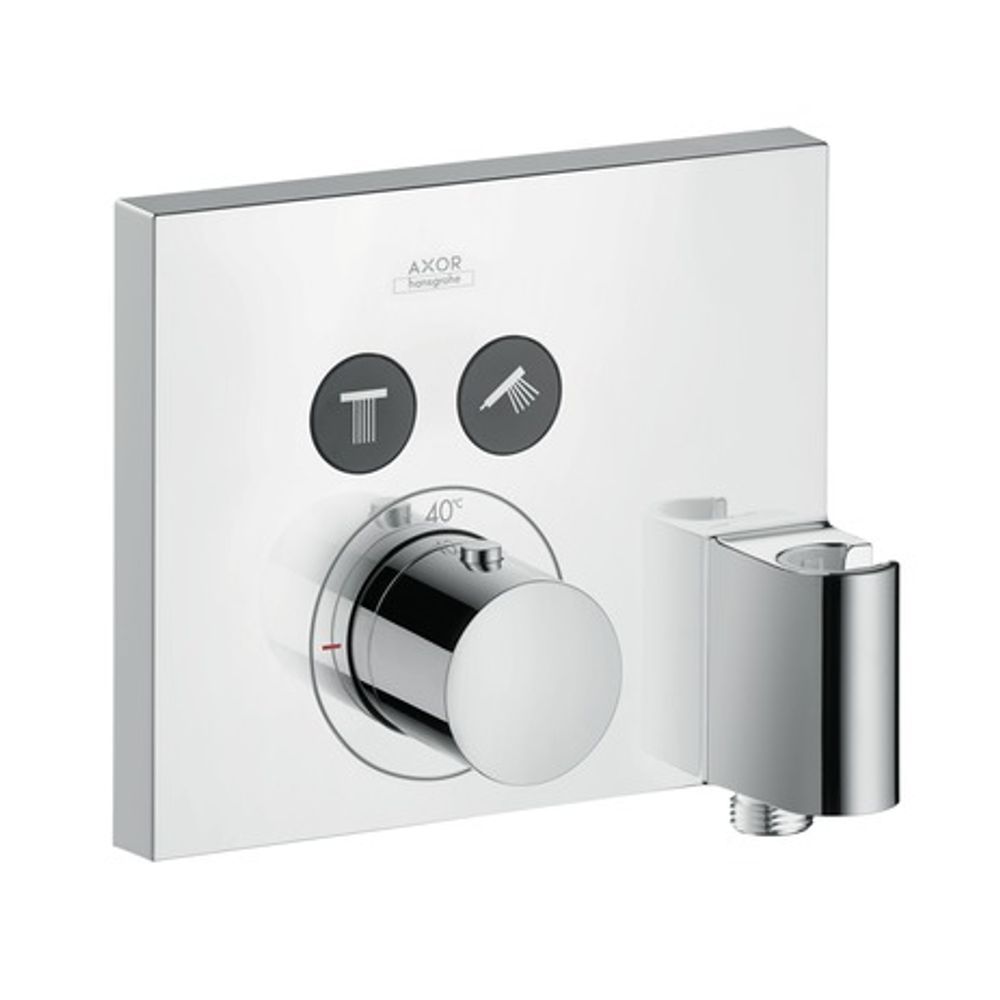 AXOR ShowerSelect Thermostat Unterputz eckig für 2 Verbraucher mit Wandanschluss und Brausehalter Chrom, 36712000