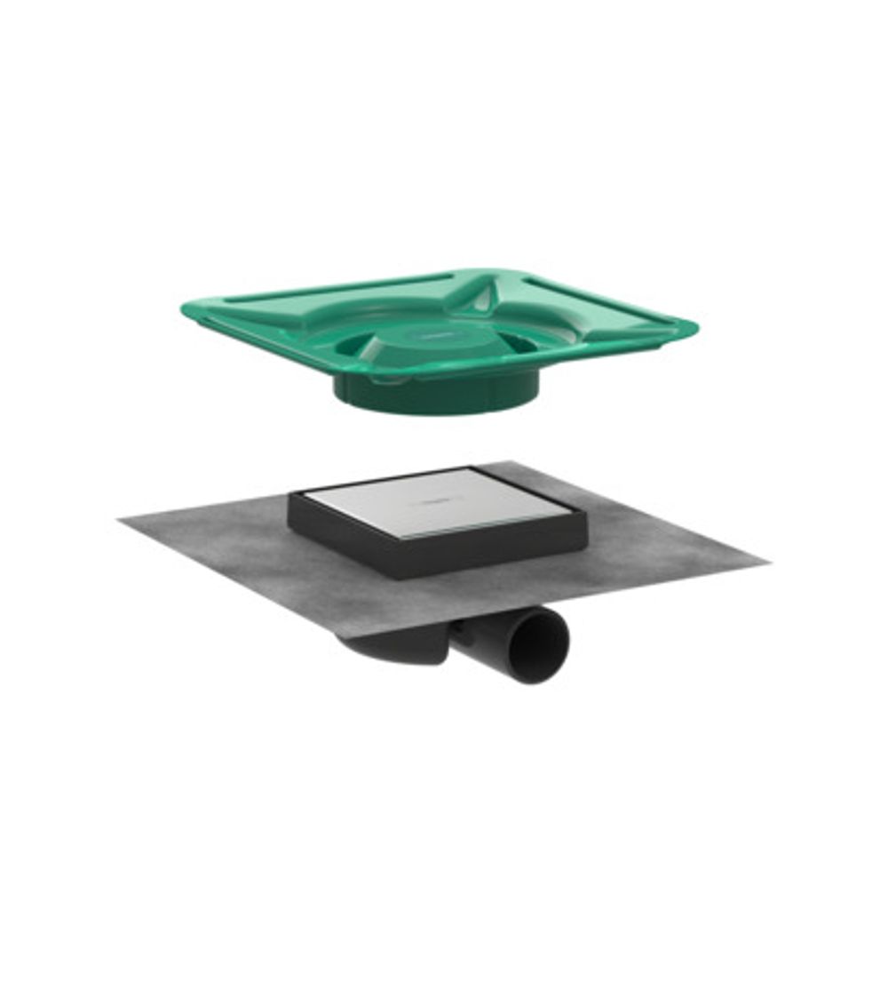 hansgrohe RainDrain Spot Komplettset Punktablauf 150/150 rückseitig befliesbar Edelstahl gebürstet, 56112800