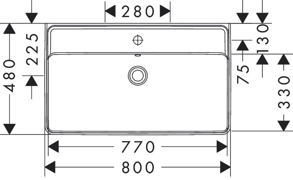 Hansgrohe Xanuia Q Waschtisch 800/480 mit Hahnloch und Überlauf Weiß, 60225450