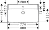 Hansgrohe Xanuia Q Waschtisch 800/480 mit Hahnloch und Überlauf Weiß, 60225450