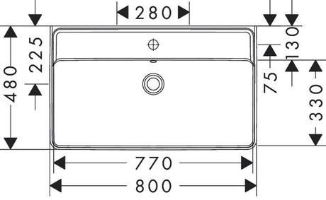 Hansgrohe Xanuia Q Waschtisch 800/480 mit Hahnloch und Überlauf Weiß, 60225450