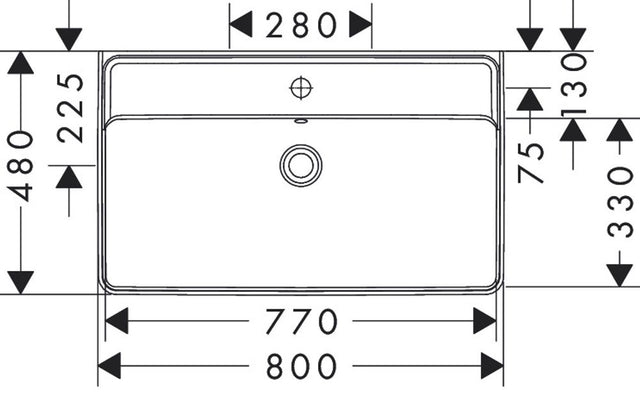 Hansgrohe Xanuia Q Waschtisch 800/480 mit Hahnloch und Überlauf Weiß, 60225450