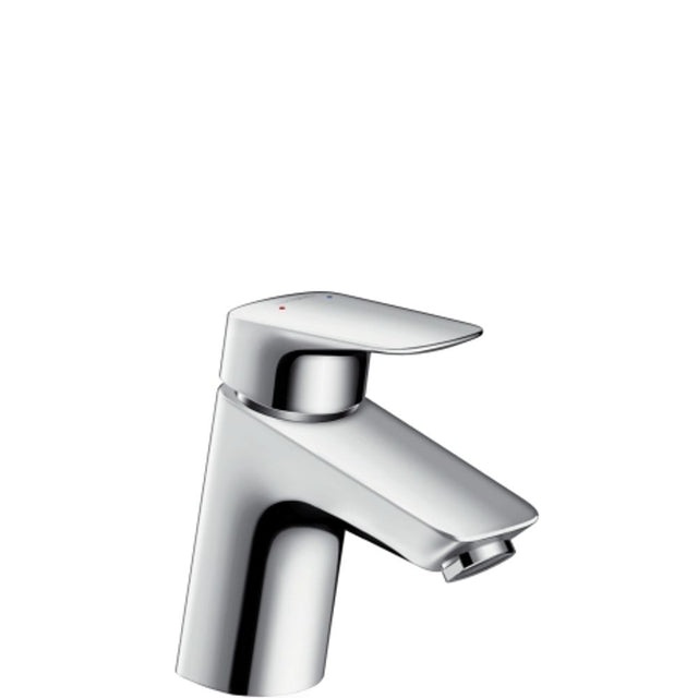 hansgrohe Logis Einhebel-Waschtischmischer 70 für Niederdruck/offene Warmwasserbereiter mit Push-Open Ablaufgarnitur Chrom, 71074000