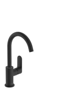 hansgrohe Rebris S Einhebel-Waschtischmischer 210 mit Schwenkauslauf und Zugstangen-Ablaufgarnitur Mattschwarz, 72536670