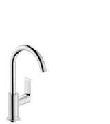 hansgrohe Rebris E Einhebel-Waschtischmischer 210 mit Schwenkauslauf und Zugstangen-Ablaufgarnitur Chrom, 72576000
