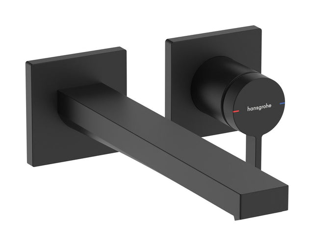 Hansgrohe HG Tecturis E Einhebel-Waschtischmischer Unterputz für Wandmontage EcoSmart+ mit Auslauf 22,5 cm Mattschwarz, 73051670