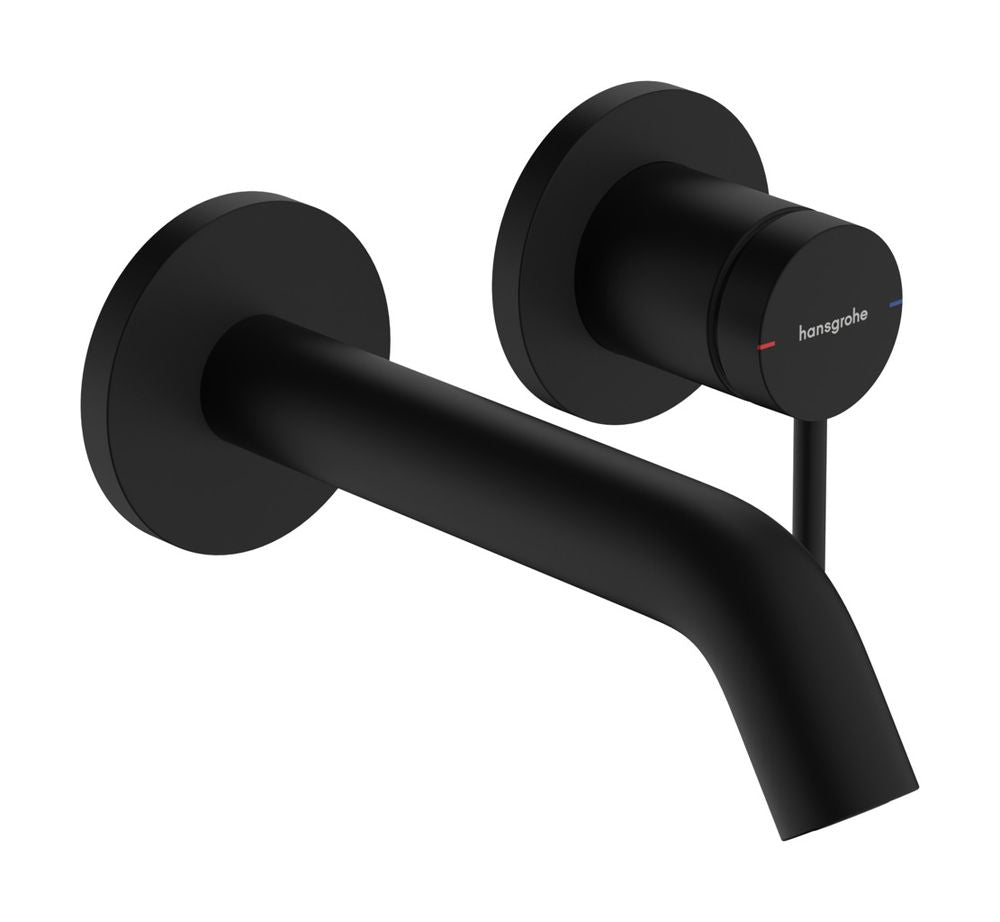 hansgrohe Tecturis S Einhebel-Waschtischmischer Unterputz für Wandmontage EcoSmart+ mit Auslauf 16,5 cm Mattschwarz, 73350670