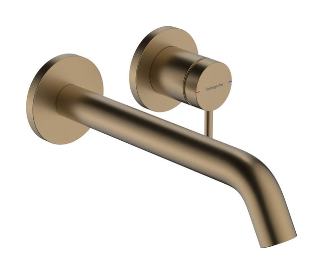 hansgrohe Tecturis S Einhebel-Waschtischmischer Unterputz für Wandmontage EcoSmart+ mit Auslauf 22,5 cm Brushed Bronze, 73351140