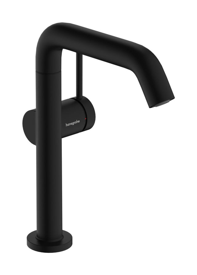 hansgrohe Tecturis S Einhebel-Waschtischmischer 210 Fine CoolStart EcoSmart+ mit Schwenkauslauf und Push-Open Ablaufgarnitur Mattschwarz, 73360670