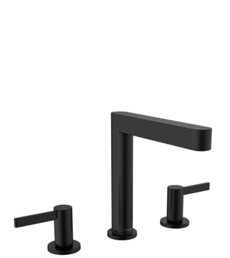 hansgrohe Finoris 3-Loch Waschtischarmatur 160 mit Push-Open Ablaufgarnitur Mattschwarz, 76034670