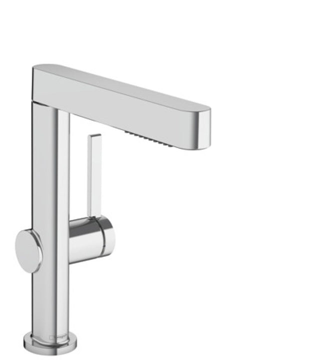 hansgrohe Finoris Einhebel-Waschtischmischer 230 mit Ausziehbrause, 2jet und Push-Open Ablaufgarnitur Chrom, 76063000