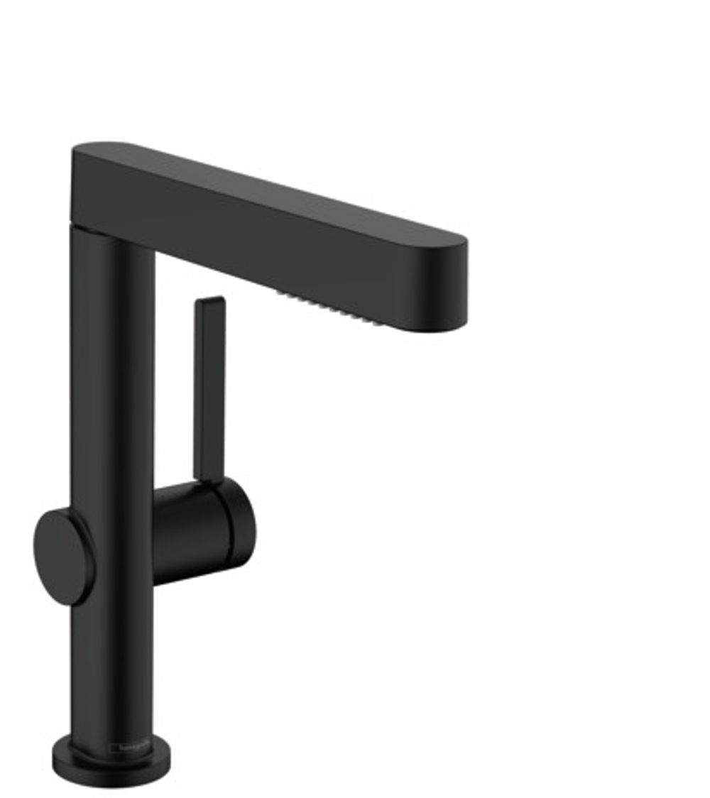 hansgrohe Finoris Einhebel-Waschtischmischer 230 mit Ausziehbrause, 2jet und Push-Open Ablaufgarnitur Mattschwarz, 76063670