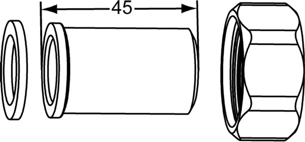 HEIMEIER Verschraubung m.Anschweißnippel 41,8 mm, für DN 32, flachdichtend, 0601-05.353