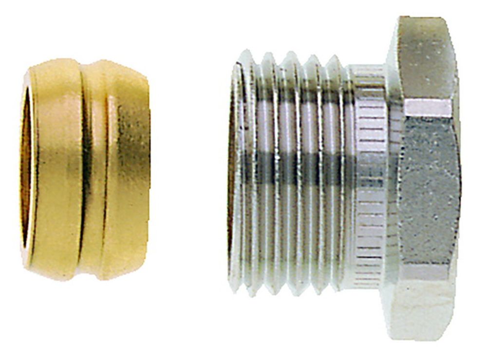 HEIMEIER Klemmverschraubung vernickelt für Cu- u. Stahlrohr 12 mm und Rp 1/2 IG, 2202-12.351