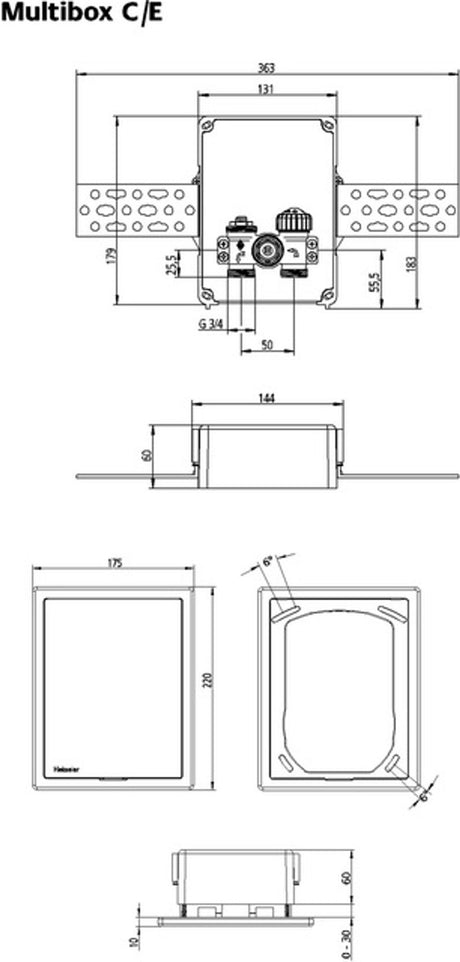 HEIMEIER UP-Kasten Multibox C/E mit Thermostat-Oberteil, weiß RAL 9016, 9308-00.800