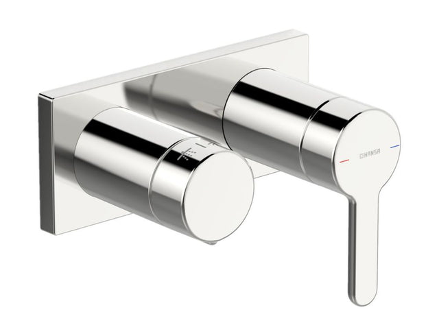 HANSA Einhebelmischer Fertigmontageset für Wanne/Brause HANSADESIGNO Style 4451 Rosette eckig Chrom, 44519583