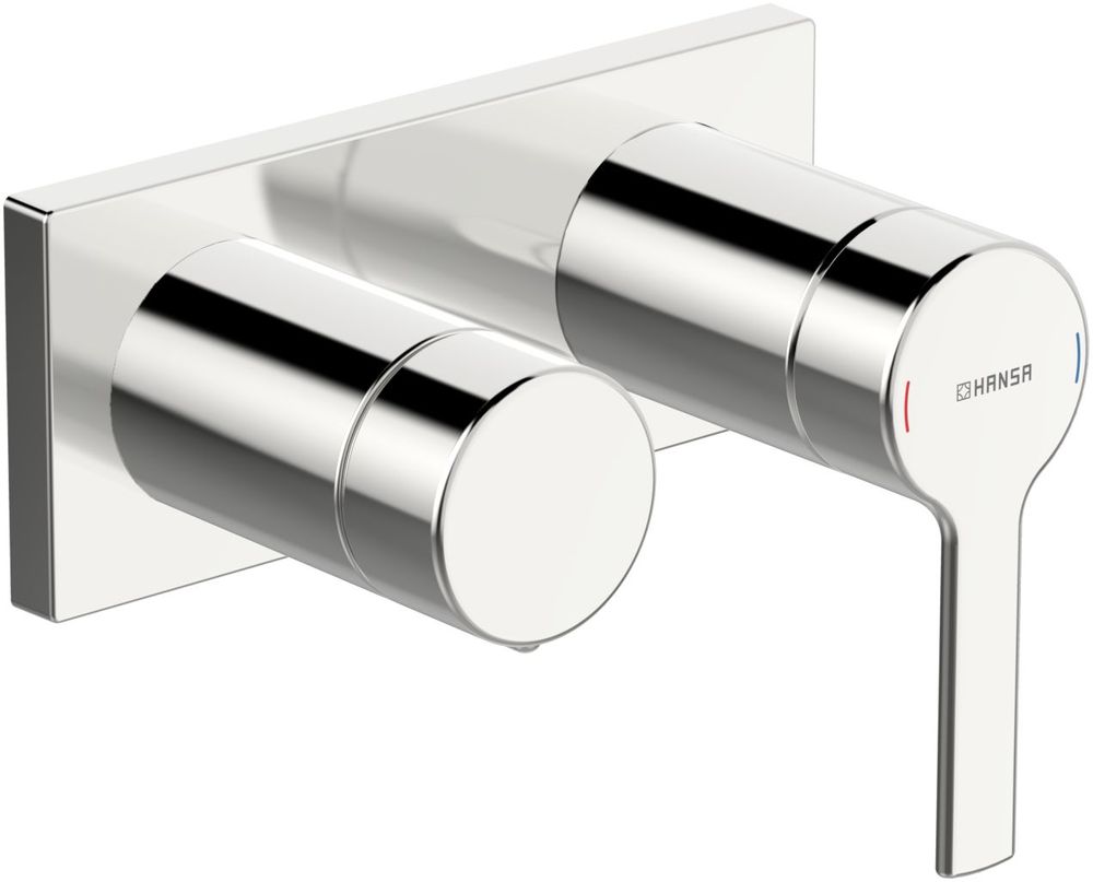 HANSA Einhebelmischer Fertigmontageset für Wanne/Brause HANSARONDA 4459 Rosette eckig 4.0 Plattform Chrom, 44599583