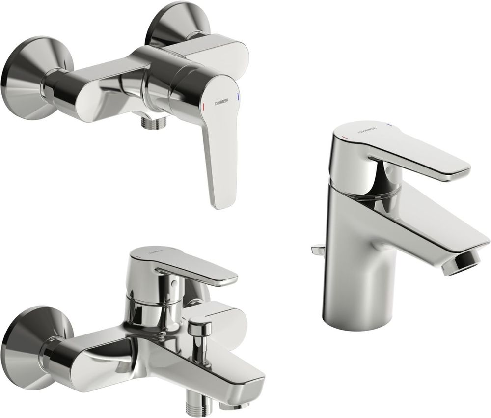 HANSA Badezimmer Armaturen Paket HANSAPOLO 4651 DN15 Chrom, 46510090