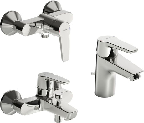 HANSA Badezimmer Armaturen Paket HANSAPOLO 4651 DN15 Chrom, 46510090
