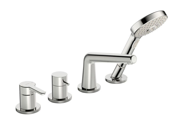 HANSA Einhebelmischer Fertigmontageset für Wanne/Brause HANSADESIGNO Style 5312 Rosette rund 3-strahlig DN15 Chrom, 53122063